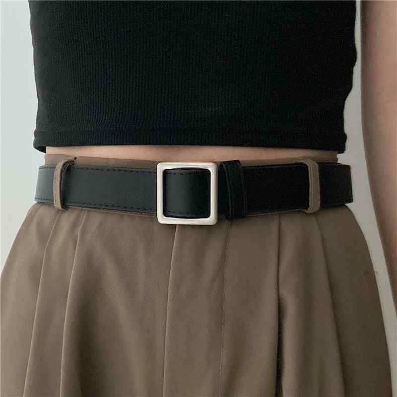 ベルト レディース メンズ ジーンズ おしゃれ 穴なし 無段階調整 PUレザー 合金 ラウンド バックル 幅28mm サイズ 長さ 調節可能 柔らかい 韓国 カジュアル シンプル 無地 ビジネス オフィス OL 学生 普段使い 通勤 通学 黒