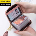 カードケース 大容量 コンパクト スキミング防止 じゃばら レディース かわいい シンプル ジッパー タッセル アボカド クレジット 学生 ピンク 青 黒