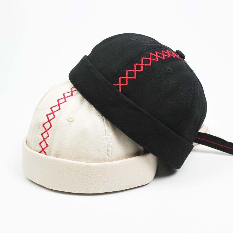 ロールキャップ メンズ 帽子 冬 防寒 おしゃれ レディース シンプル 韓国 刺繍 ストリート サイズ調整可 黒 白(4)