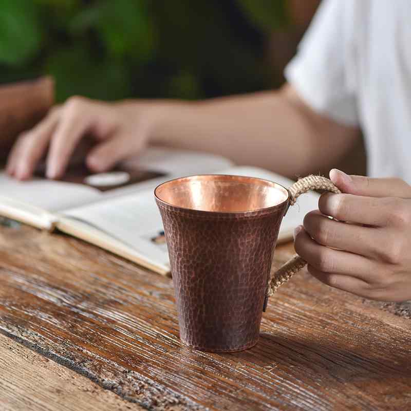 カップ 和風 手作り 銅製 レトロ ヴィンテージ 肉厚 熱くなりにくい 家庭用 個人用 湯呑み 耐久性