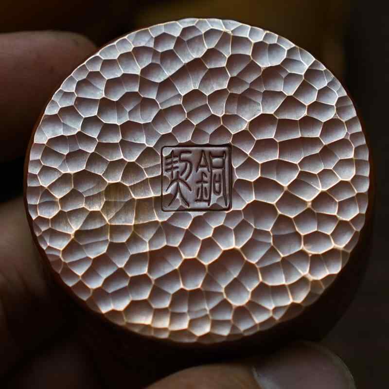 茶道具 蓋置 純銅製 鍛造 槌目模様 和風 レトロ アンティーク調 茶道 茶器 飾り 茶席 インテリア 雑貨 ..