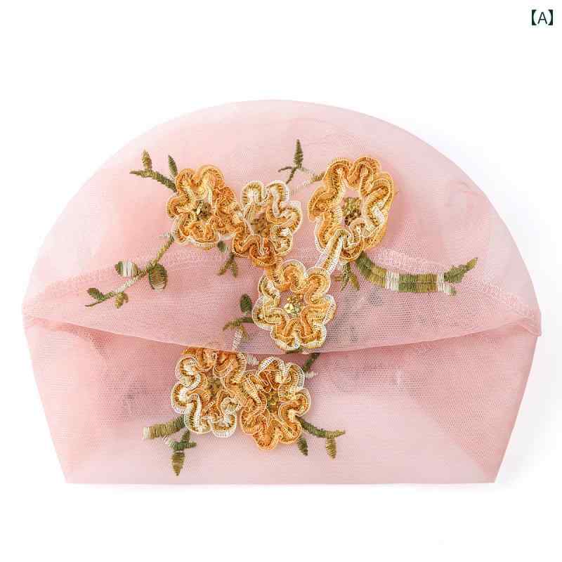 民族 帽子 レース メッシュ 小さめ レディース 刺繍 花柄 ポリエステル ピンク 黒 白 春夏 秋冬 旅行 おしゃれ 普段使い イスラム 通気性 柔らかい カジュアル