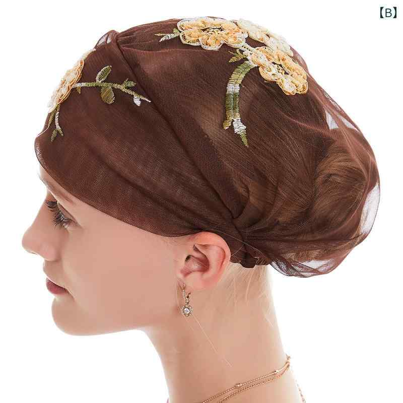 民族 帽子 レース メッシュ 小さめ レディース 刺繍 花柄 ポリエステル ピンク 黒 白 春夏 秋冬 旅行 おしゃれ 普段使い イスラム 通気性 柔らかい カジュアル