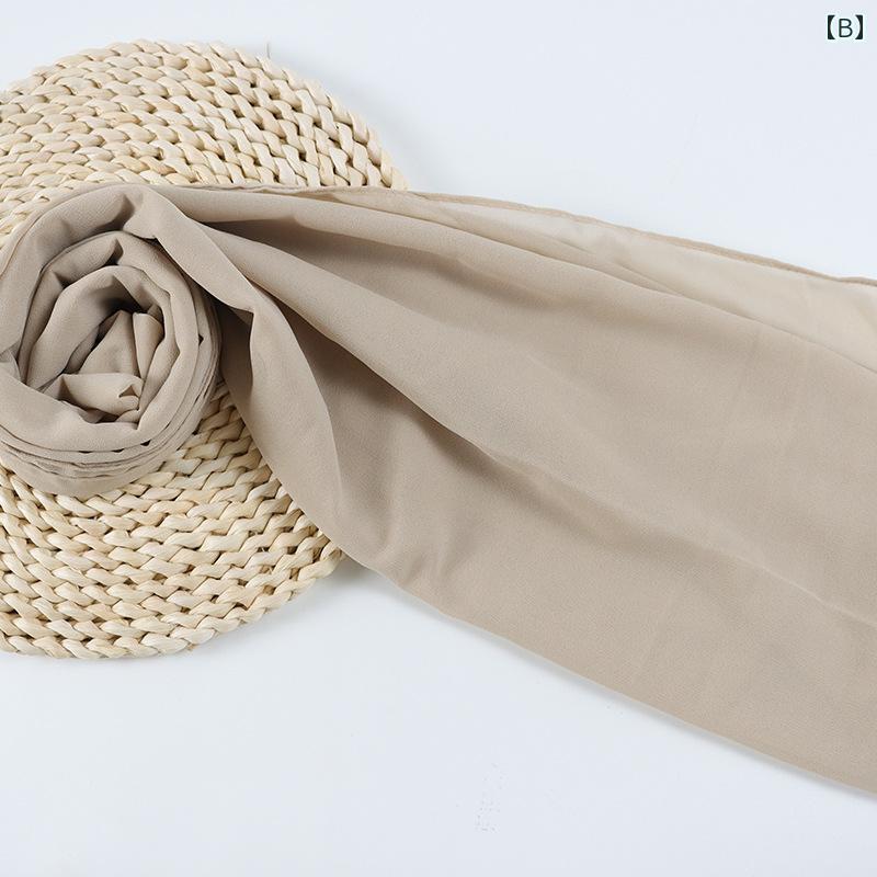 スカーフ おしゃれ パール シフォン マレーシア ベーシック エスニック レディース 春秋 民族 シンプル 無地 カジュアル 青 紫 ピンク イスラム教徒 ヒジャブ