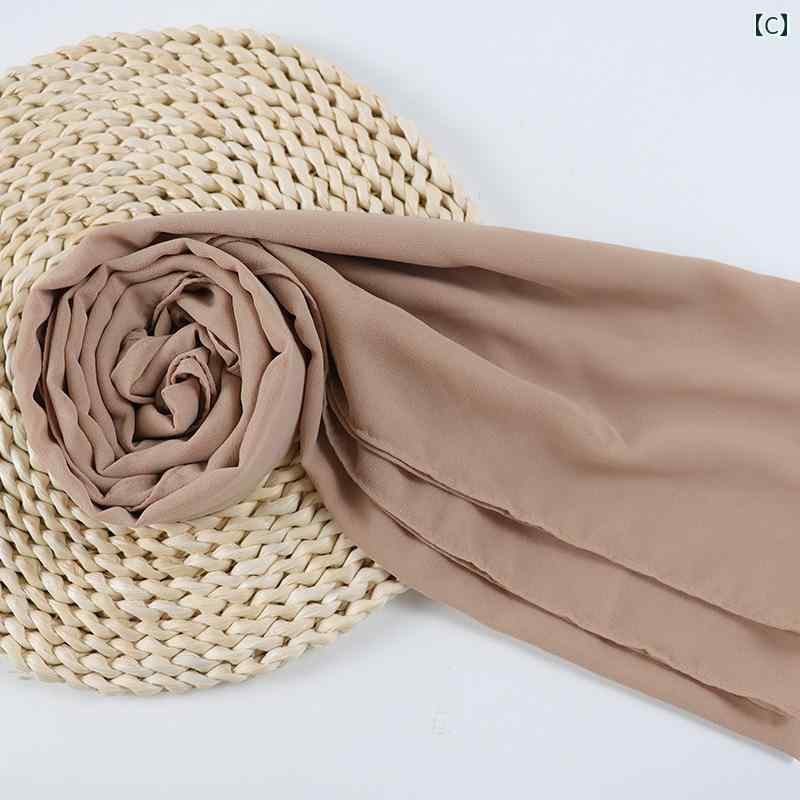 スカーフ おしゃれ パール シフォン マレーシア ベーシック エスニック レディース 春秋 民族 シンプル 無地 カジュアル 青 紫 ピンク イスラム教徒 ヒジャブ