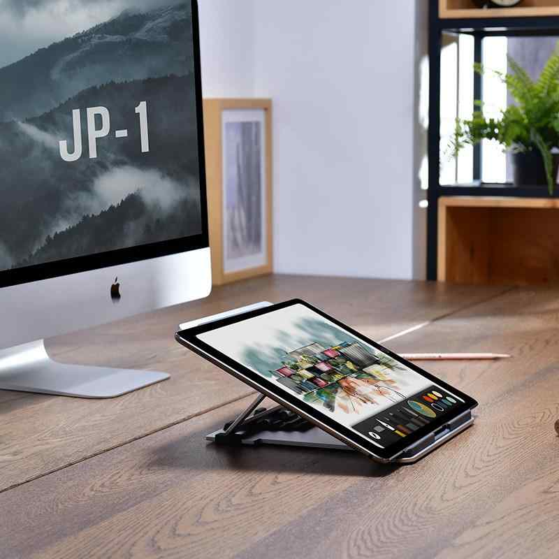 ノートPCスタンド 卓上 折りたたみ式 昇降式 高さ調整 角度調整 アルミ合金製 放熱 薄型 軽量 コンパクト収納 ポータブル ゲーミングPC ラップトップ シンプル スタイリッシュ