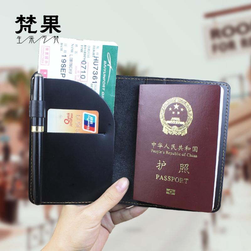 U, 吉 - パスポート ケース 入れ シンプル カバー レザー 大人 おしゃれ カード ギフト 旅行 革 メンズ レディース 牛革 ホルダー レトロ 多機能 保護