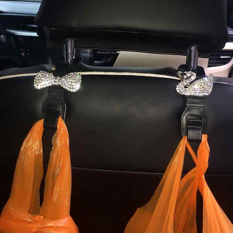 カー用品 レディース ラインストーン装飾 白鳥モチーフ シートバック 隠せる 多機能 フック 便利 おし..