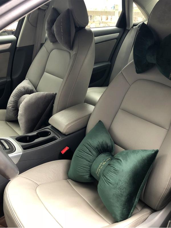 クッション ベルベット リボン 車用ヘッドレスト ネックピロー シンプル 多機能 腰枕 オフィスチェア ..