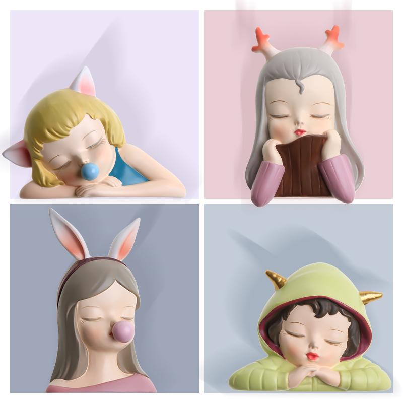 スイッチステッカー 女の子 かわいい キャラクター柄 コンセントカバー 3D 立体 室内用 ウォールステッ..