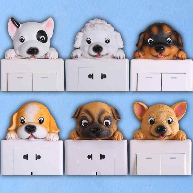 スイッチ コンセントプレート 3D 立体 保護カバー かわいい 犬 ドッグ レジン製 動物モチーフ モダン ..