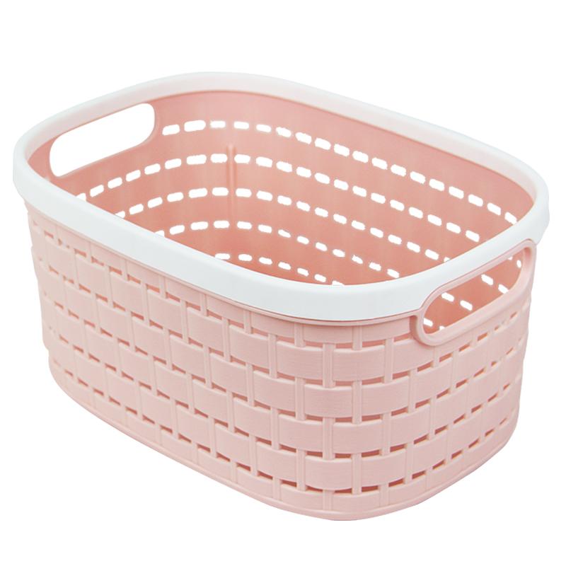整理カゴ プラスチック製 卓上バスケット おもちゃ 駄菓子 雑貨 小物入れ 透け メッシュ 竹編み風 リビ..
