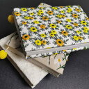 ブックカバー A5 布 ノート 綿 刺繍 しおり紐 チャーム バンド 厚さ調整可能 しわになりにくい 文庫本 手帳 日記 書籍保護 おしゃれ 花柄 ひまわり 菊...