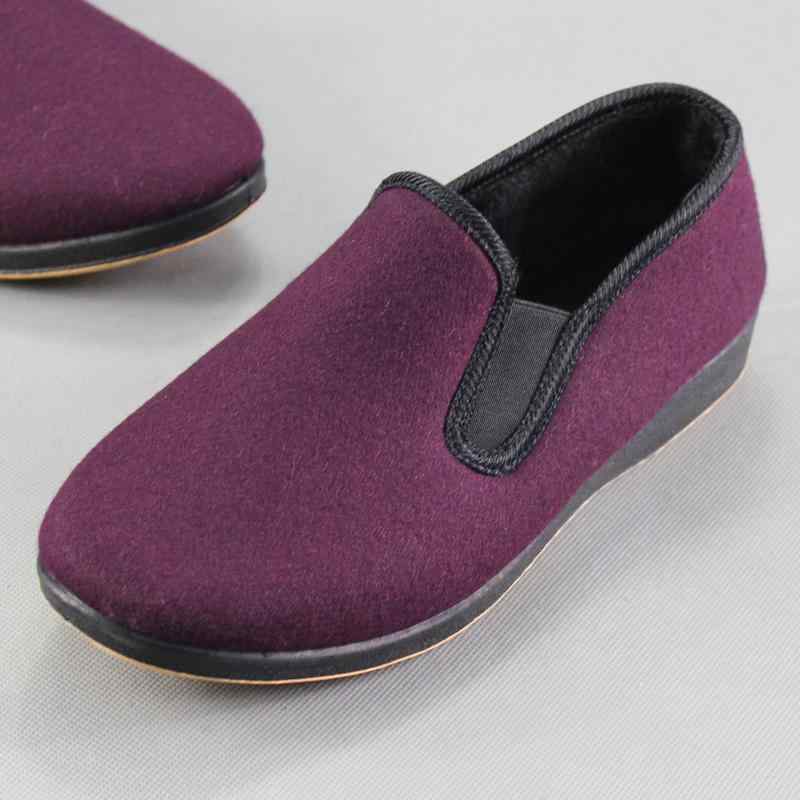 Walking Shoes - スリッポン レディース 女性用 冬用 裏ボア 厚手 暖かい 滑り止め ウォーキングシューズ カジュアル フラット 室内履き ラウンドトゥ コットン