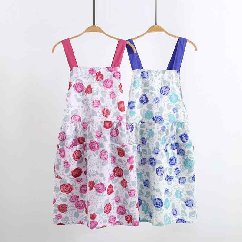 エプロン レディース バッククロス かぶり 小花柄 おしゃれ 防汚 耐久性 料理 家事 作業用 ワークウェ..