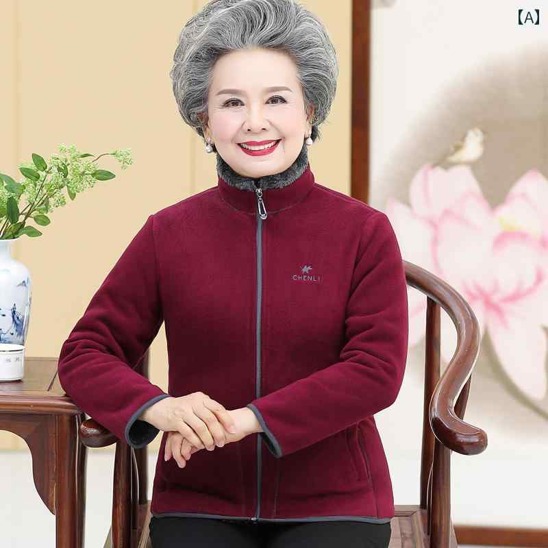 ジャケット レディース シニア 冬物 フリース 中綿 厚手 ショート丈 暖かい スタンドカラー ジップアップ ゆったり ポケット 防寒 カジュアル 普段着 frontop-13085315 フロントップ楽天市場店 サンプル画像2