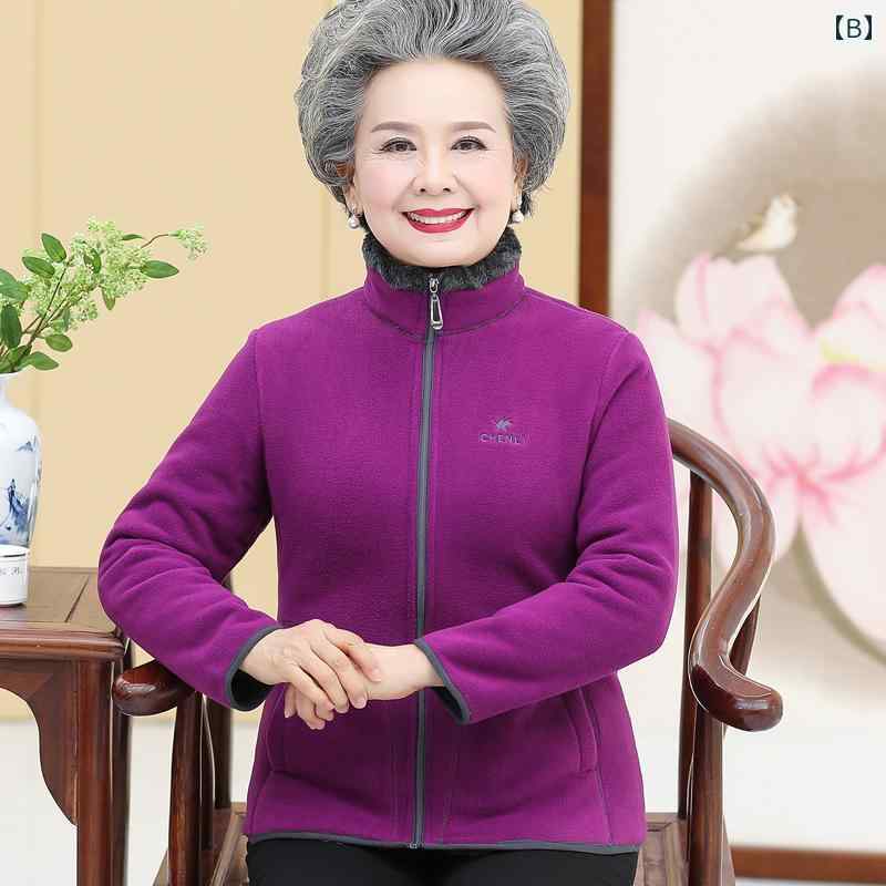 ジャケット レディース シニア 冬物 フリース 中綿 厚手 ショート丈 暖かい スタンドカラー ジップアップ ゆったり ポケット 防寒 カジュアル 普段着 frontop-13085315 フロントップ楽天市場店 サンプル画像3