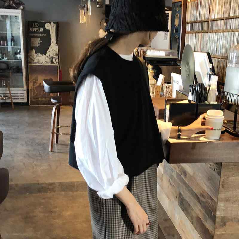 ニットベスト レディース ラウンドネック ロールエッジ コットン ショート丈 韓国風 春夏 普段使い カ..