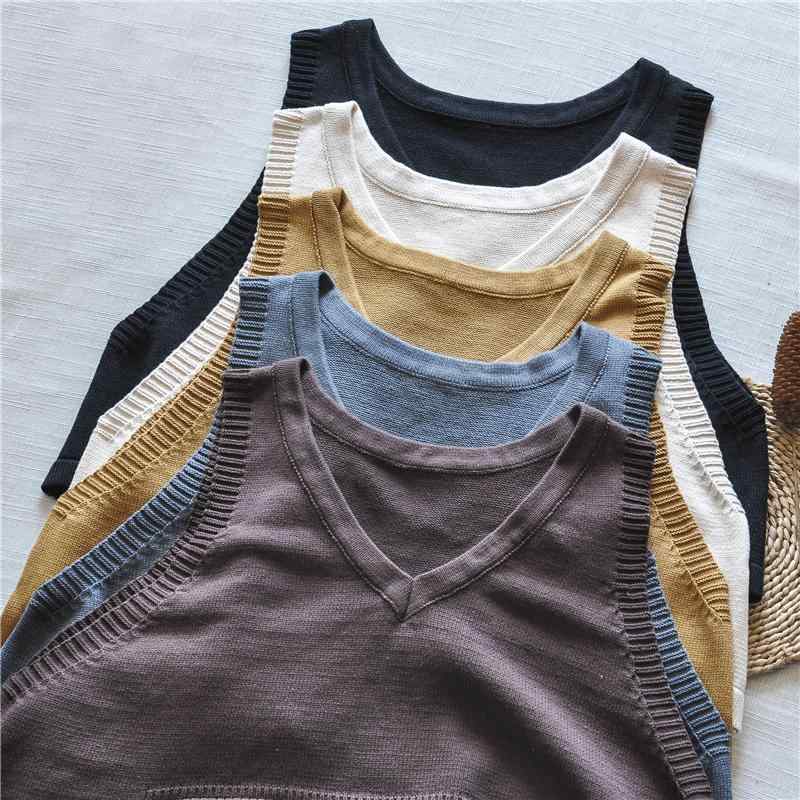 ニットベスト レディース ジレ Vネック プルオーバー ショート丈 ゆったり 体型カバー 無地 綿混 重ね着 カジュアルスタイル 秋冬 トップス ライトアウター