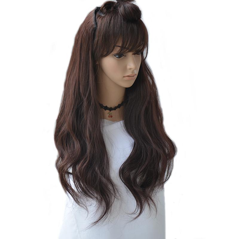 ウィッグ ハーフウィッグ マット 自然な 耐熱ファイバー 一体型 微カール ミディアムロング ボリュームアップ シームレス ワンタッチ 付け毛