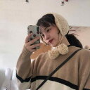 耳あて レディース 韓国風 ニット 裏ボア 暖かい 防寒 かわいい おしゃれ 結び紐 秋冬 イヤーマフ あったかグッズ グレー ブラック ワインレッド モカ ベージュ オレンジ