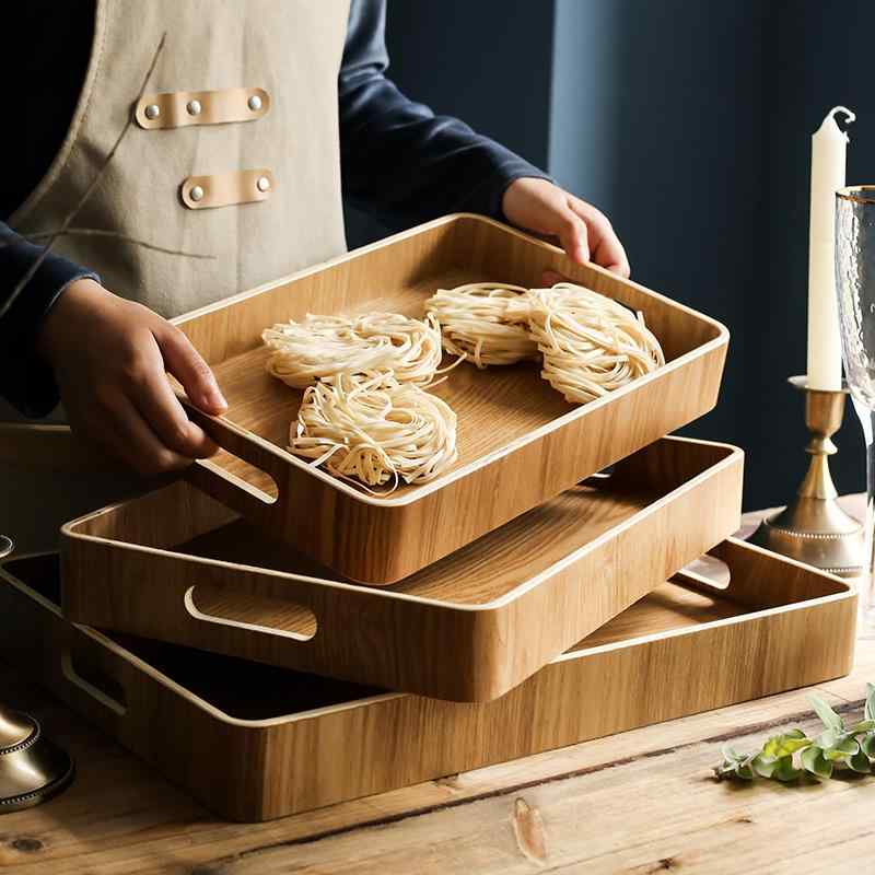 トレイ 木製 おしゃれ カフェ プレート 茶色 スクエア 楕円形 シンプル 持ち手 北欧 フルーツ 小さい 耐水性 防カビ 耐久性 ナチュラル