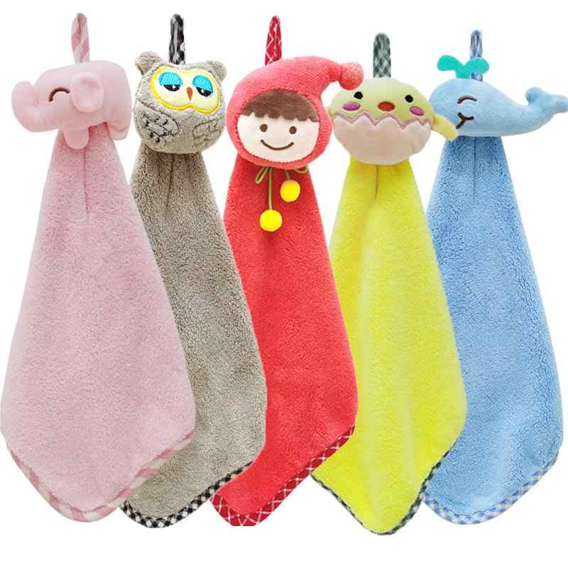 Towel Handkerchief - ハンドタオル キッズ かわいい 動物柄 吸水 速乾 ループ ポケット 柔らかい 家庭用 ミニタオル 手拭きタオル ウォッシュタオル カラフル ポリエステル