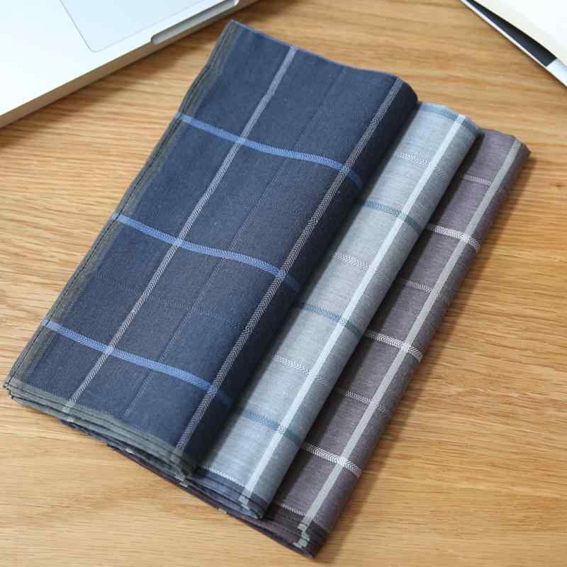 Towel Handkerchief - ハンカチ メンズ 男性用 紳士 英国調 チェック柄 綿 コットン 吸汗速乾 薄手 軽量 ビジネス フォーマル カジュアル 普段使い 小物