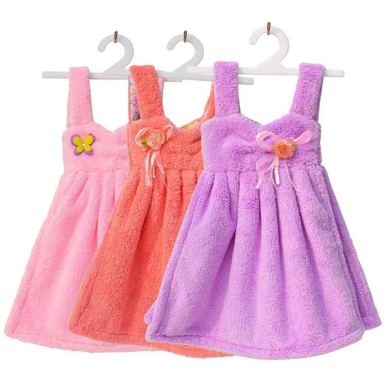 タオル キッズ 手拭き かわいい 吸水 サンゴフリース ふわふわ 掛け式 吊り下げ プリンセスドレス風 キッチン 洗面所 トイレ 子供部屋