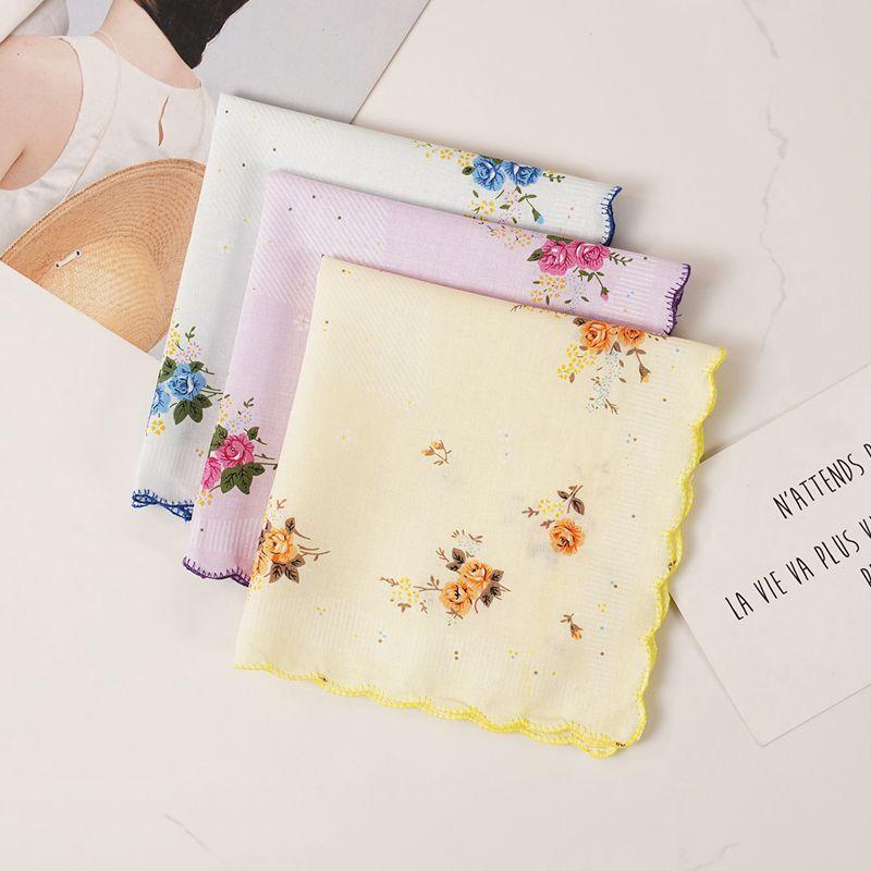 ハンカチ レディース キッズ 綿 コットン 吸水速乾 クラシック レトロ 小判 ミニ スクエア プリント 普段使い 幼稚園 通園