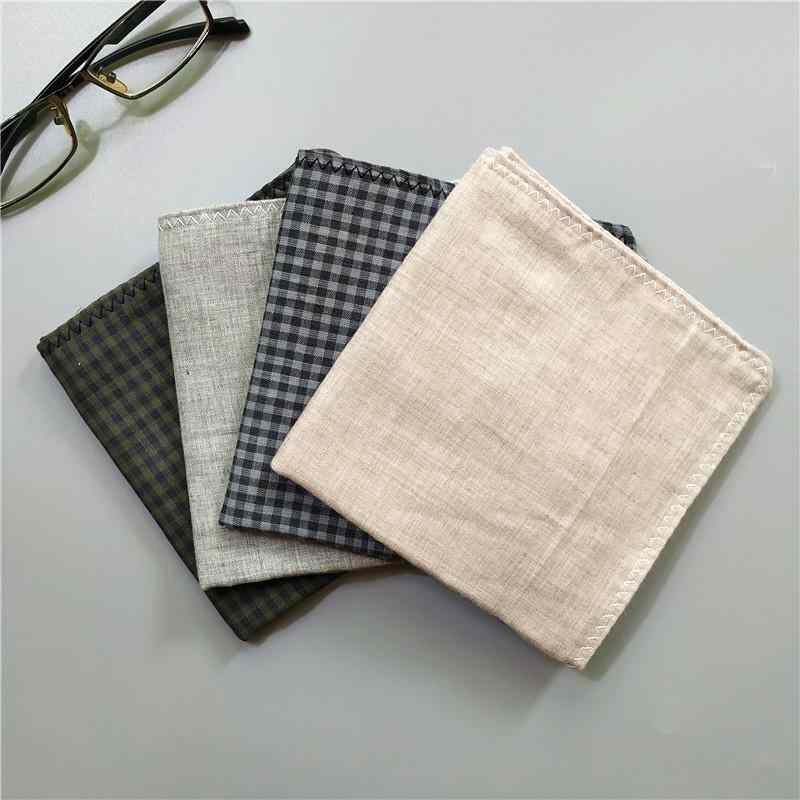 ハンカチ メンズ 男性用 綿 無地 チェック柄 ダブルガーゼ 吸汗 汗拭き ハンドタオル 正方形 ソフト 普段使い ビジネス カジュアル ブルー系 グレー ベージュ ブラック