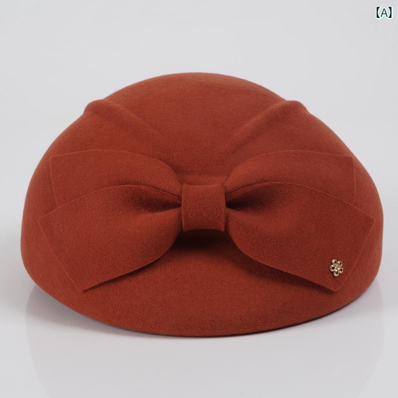 ベレー帽 レディース 秋冬 韓国風 おしゃれ ウール フェルト 上品 エレガント 防寒 暖かい 英国風 着回し ショートヘア 普段使い お出かけ フリーサイズ