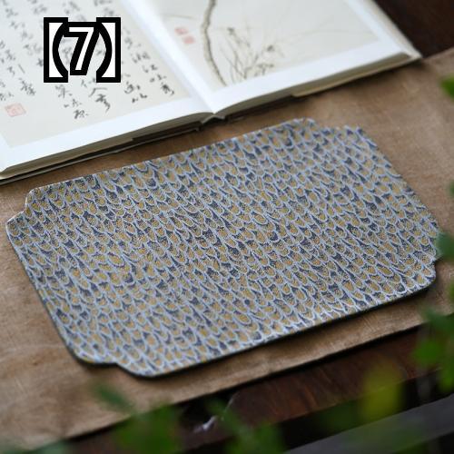 ランチョンマット 布 小さめ レトロ ティーマット 刺繍 和風 コースター インテリア 茶道 ダイニング 花 緑 グレー 青