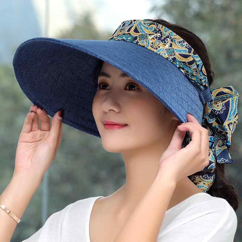 サンバイザー レディース 女性用 春夏 UVカット 紫外線対策 つば広 日よけ帽子 折りたたみ コンパクト アウトドア レジャー 旅行 ビーチハット カジュアル おしゃれ トップオープン