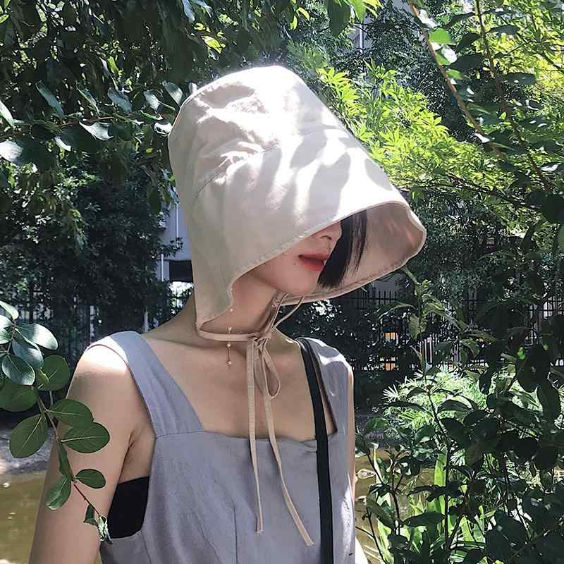 バケットハット レディース 女性用 風 韓国風 レトロ 無地 フレンチ リボン 綿 サイズ調節 つば広 UV対..