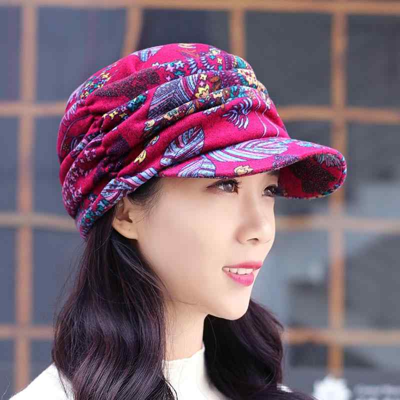 Cap - ハット レディース 女性用 花柄 フラワー 平天帽 フラットトップハット つば広 ワイドブリム 日よけ 紫外線対策 ママ ミセス お出かけ 普段使い ゆったりサイズ 大きいサイズ オールシーズン ポリエステル