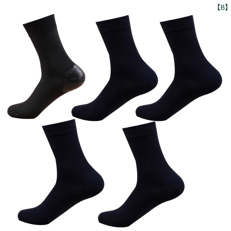 靴下 男女兼用 カップル シリコン ひび割れ防止 かかとケア 厚手 コーマ綿 綿混紡 ポリエステル ポリウレタン ミドル丈 無地 吸湿速乾 5足組