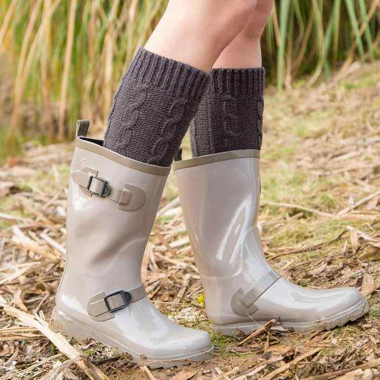 レッグウォーマー レディース ニット ケーブル編み ミドル丈 暖かい あったか ルームソックス 部屋履き 足掛け アクリル 無地 くしゅくしゅ 防寒 冷え対策