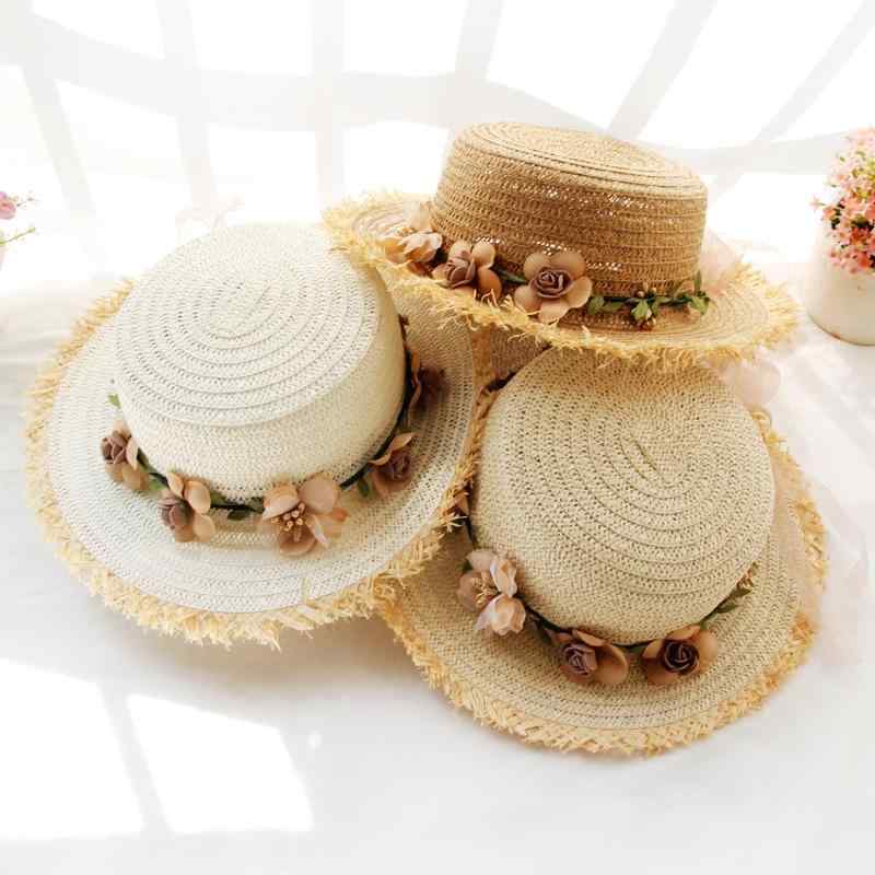 麦わら帽子 レディース 女性用 日よけ 紫外線対策 UVカット ストロー 平天 バケットハット 花飾り ワイドブリム 折りたたみ アウトドア ビーチ 旅行 春夏