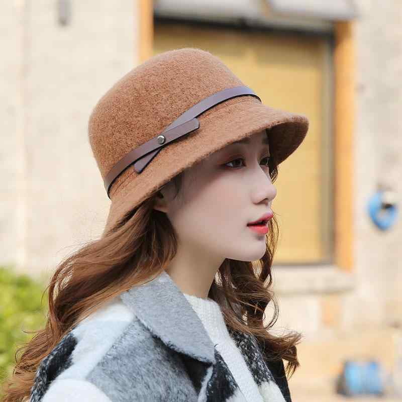 ハット レディース ウール混 バケットハット つば広 レザーバックル レトロ クラシック カジュアル 秋冬 暖かい 暖か 防寒 お出かけ 普段使い