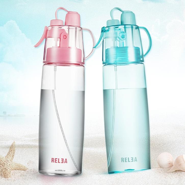 Other - スポーツ水筒 ミスト機能 携帯用 プラスチック製 軽量 580ml 蓋 ハンドル ストラップ 通学 通勤 アウトドア フィットネス 北欧風 おしゃれ 夏