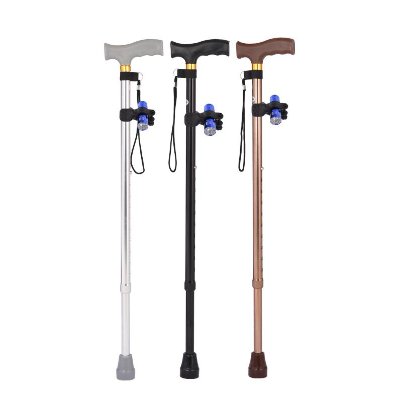杖 高齢者 アルミ合金 伸縮式 調節 軽量 滑り止め ウォーキング トレッキング ステッキ T型柄 シルバー ブラック ブロンズ