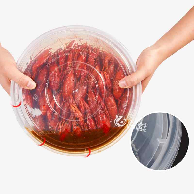 テイクアウト容器 2000ml 大容量 ドーム蓋 円形 透明 プラスチック製 厚手 丈夫 弁当箱 惣菜 スープ 丼..