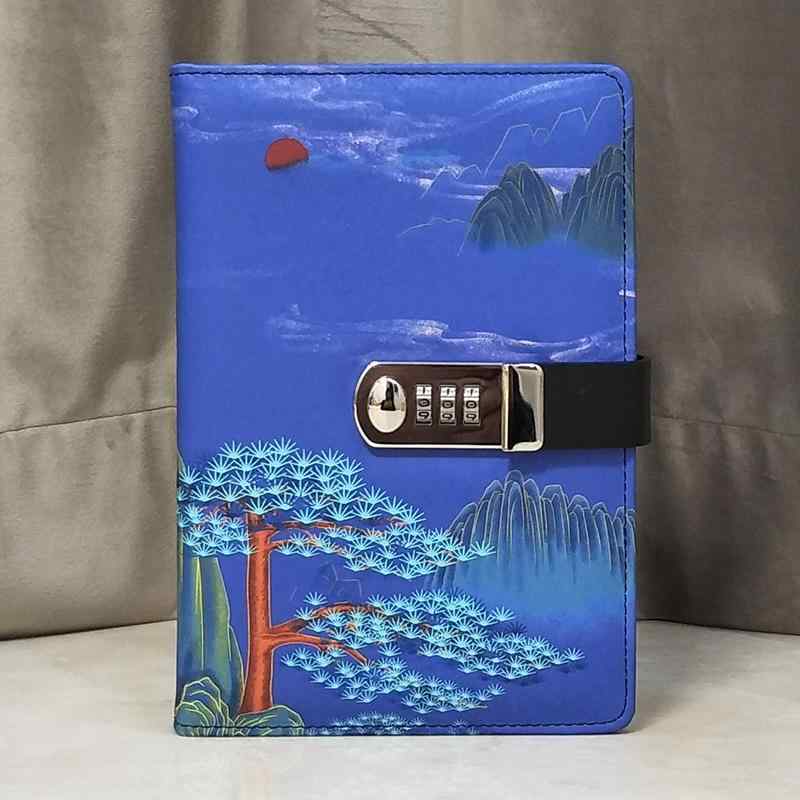 ノート キッズ 小中学生 鍵 パスワード 日記帳 ダイアリー 手帳 厚手 多機能 シンプル おしゃれ かわいい ヨーロピアン レトロ アンティーク フェイクレザー 文房具 A5