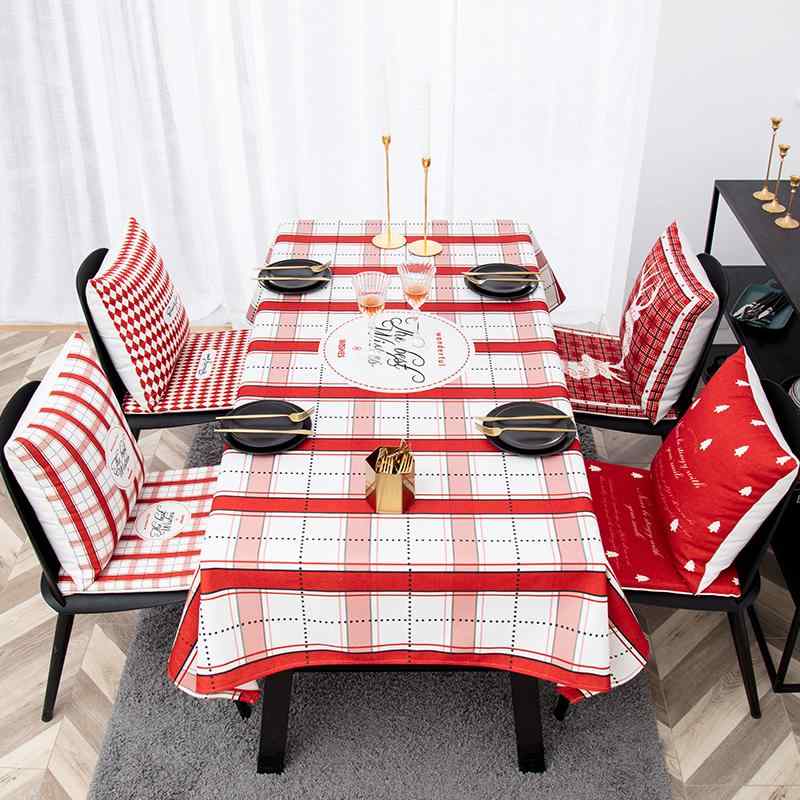 テーブルクロス クリスマス 新婚 結婚式 撥水加工 綿麻 赤チェック柄 ダイニング リビング デスク ティーテーブル 正方形 長方形