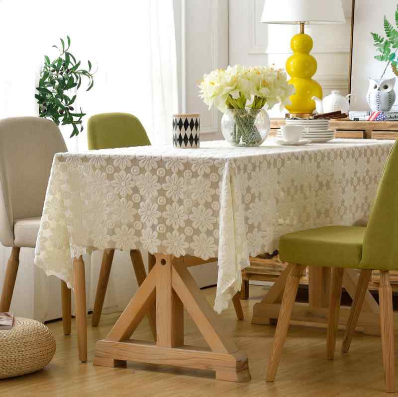 テーブルクロス レース 長方形 ホワイト 布製 シンプルモダン ヨーロピアン ナチュラル ダイニング 食卓 ローテーブル センターテーブル リビング 普段使い