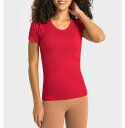 Lulurululomon SwiftlyTech レディース スポーツ 半袖 ラウンドネック シャツ ヨガ 服 LeMengfu