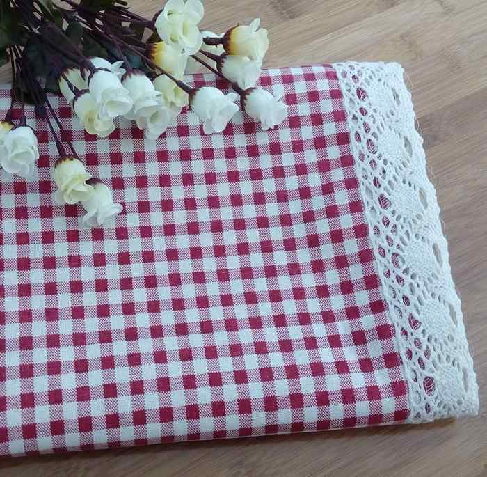 テーブルクロス 綿麻 格子柄 チェック カントリー 調 ナチュラル レース 食卓 ダイニング リビング 円卓 コーヒーテーブル デスク パソコンデスク カバー グレー レッド ブルー ピンク グリーン 茶