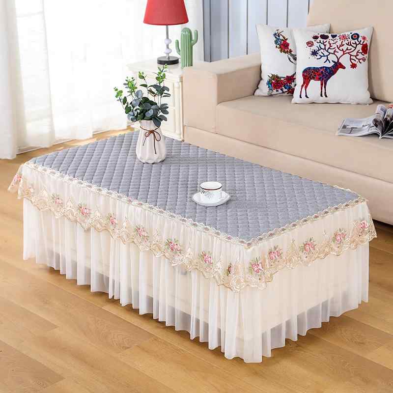 テーブルカバー ローテーブル コーヒーテーブル 長方形 滑り止め フルカバー シンプルモダン 無地 レース 布製 リビングルーム 応接室
