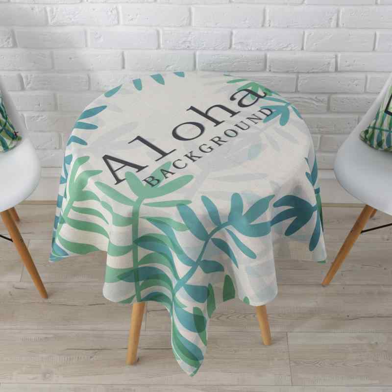 Linen, Hemp - テーブルクロス 円形 正方形 綿麻 防水 撥水 北欧風 ボタニカル柄 花柄 シンプル おしゃれ ナチュラル ダイニング リビング 食卓 ベランダ 屋外用 インテリア